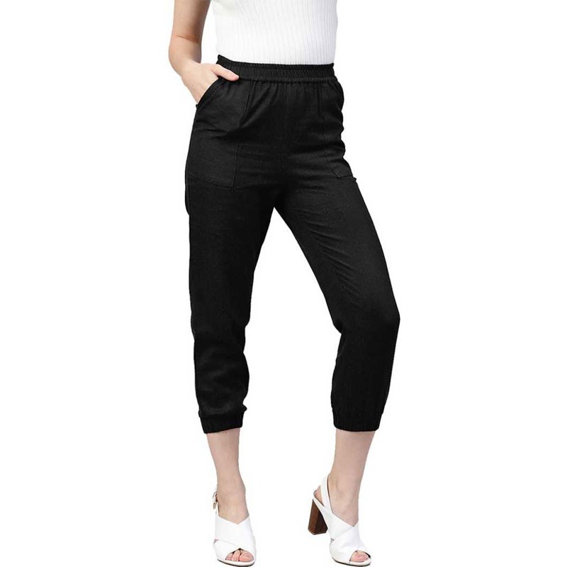Women Cotton Blend Trousers Women Cotton Blend Trousers