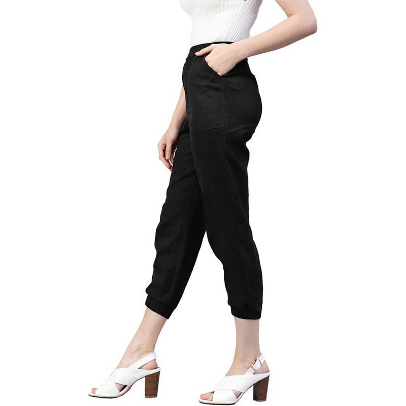 Women Cotton Blend Trousers Women Cotton Blend Trousers
