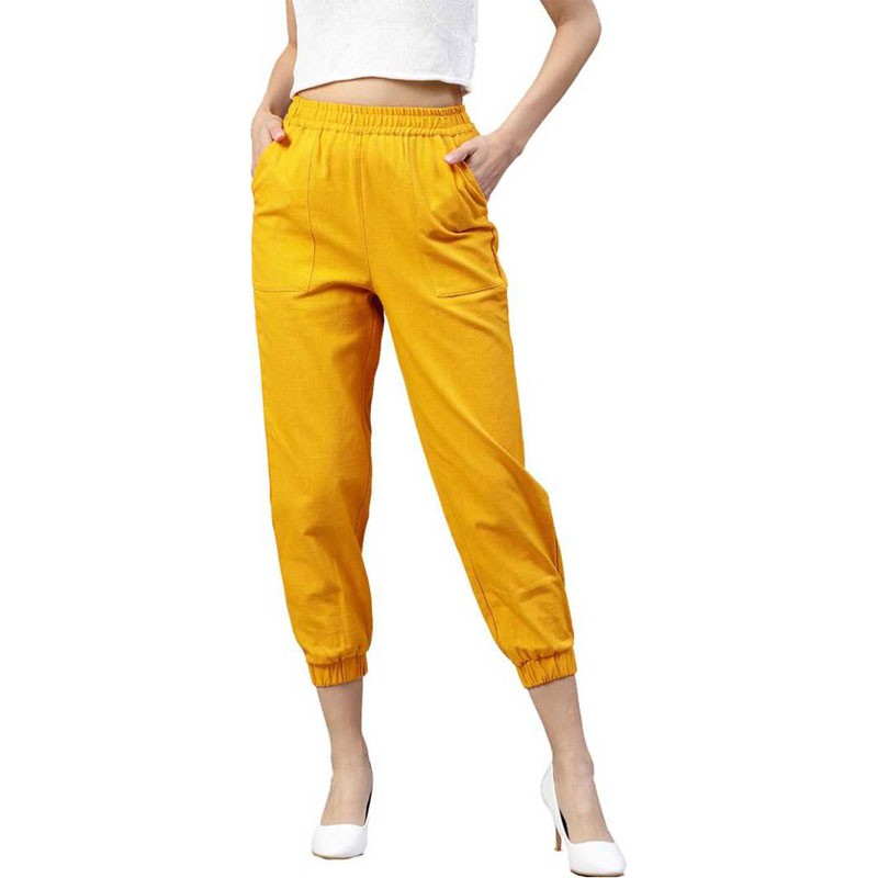 Women Cotton Blend Trousers Women Cotton Blend Trousers