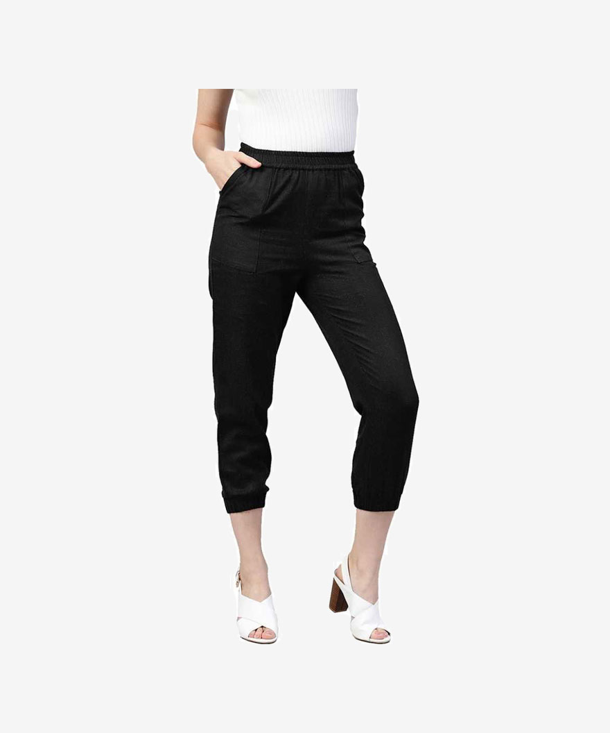 Women Cotton Blend Trousers Women Cotton Blend Trousers