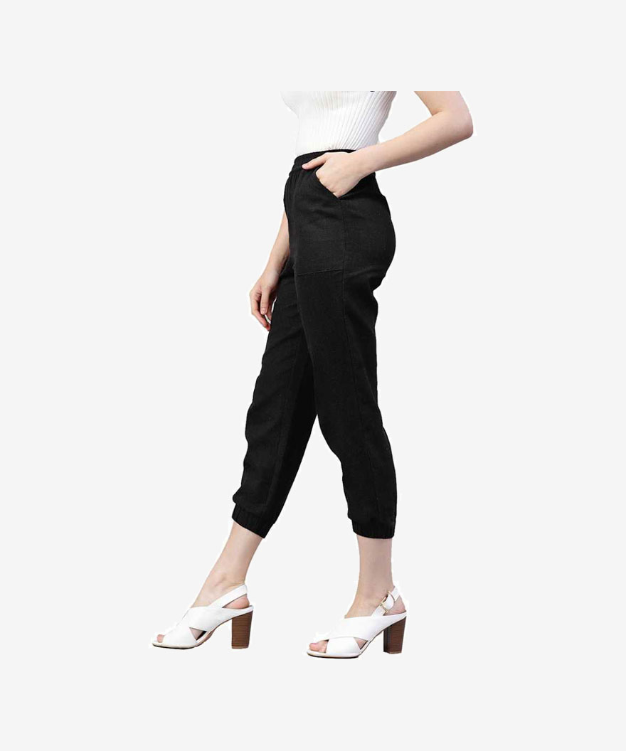 Women Cotton Blend Trousers Women Cotton Blend Trousers